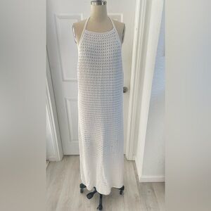 🆕 EVERY  cream -white Crochet Halter neck long Dress